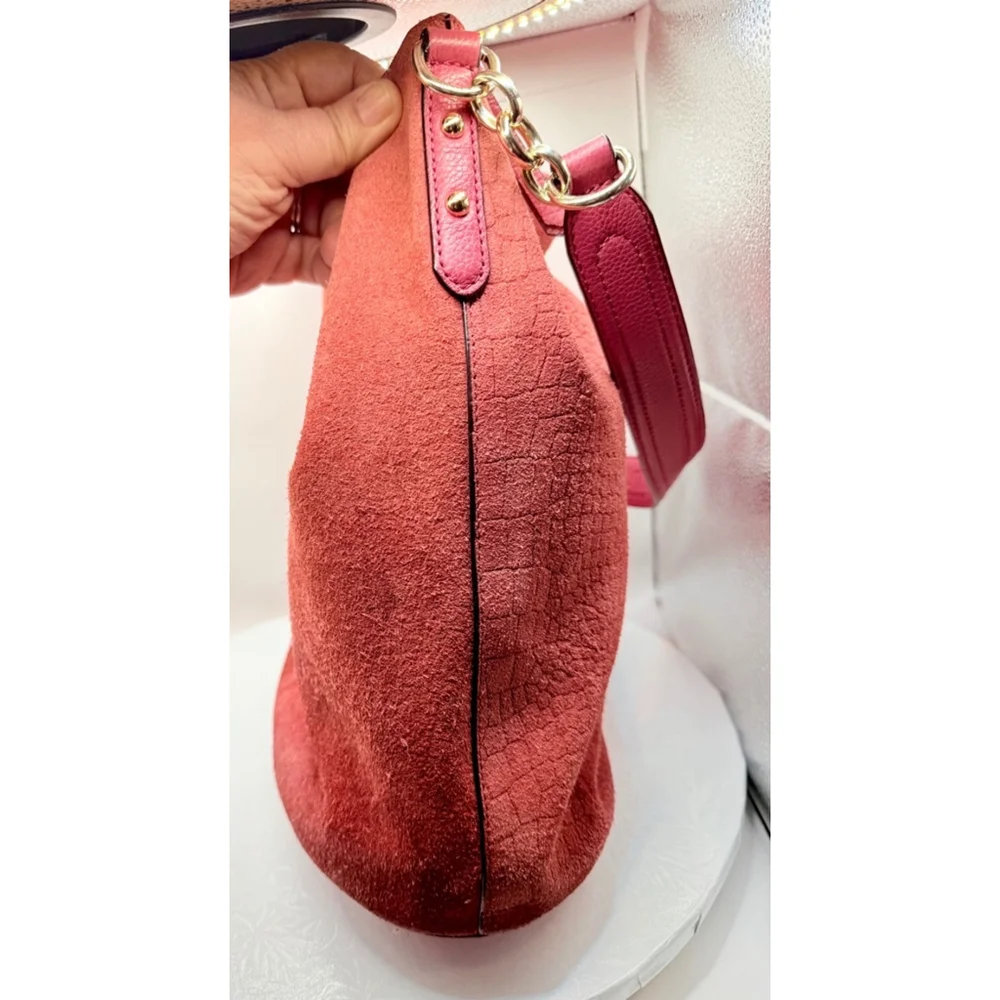 Kate Spade New Year Arianna Larchmont Ave Pink Suede Exotic Bucket‎ Bag